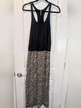 Victoria’s Secret Black Racerback Leopard Print Maxi Dress S/P
